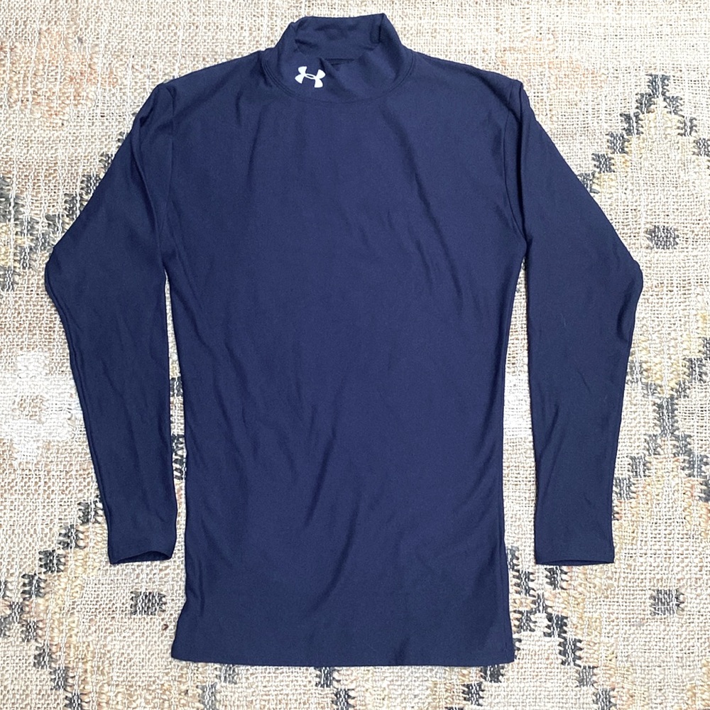 UNDER ARMOUR turtleneck longsleeve Mens Medium Navy Compression Thermal